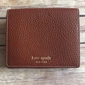 kate spade Brown Pebbled Leather Wallet with Gold Logo
